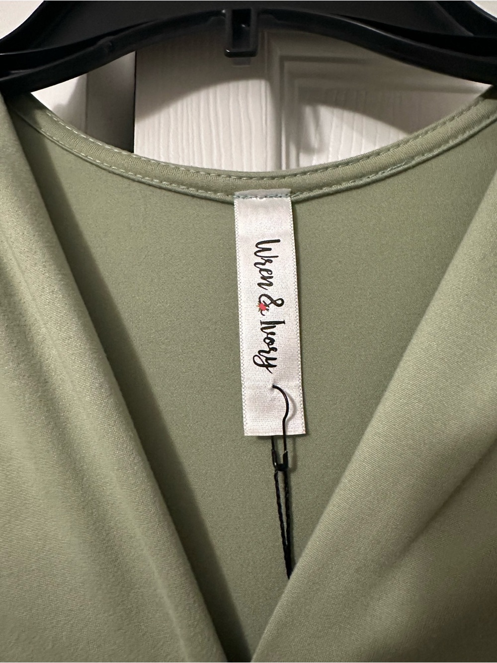 Knot-Front Short Sleeve Midi Dress in Sage Green - Picture 5 of 7